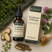 Lymphoria Drainage bottle and carton with botanical ingredients and honey