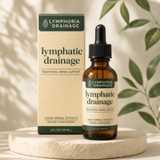 Lymphoria Drainage 59 mL amber dropper bottle and cream forest-green carton